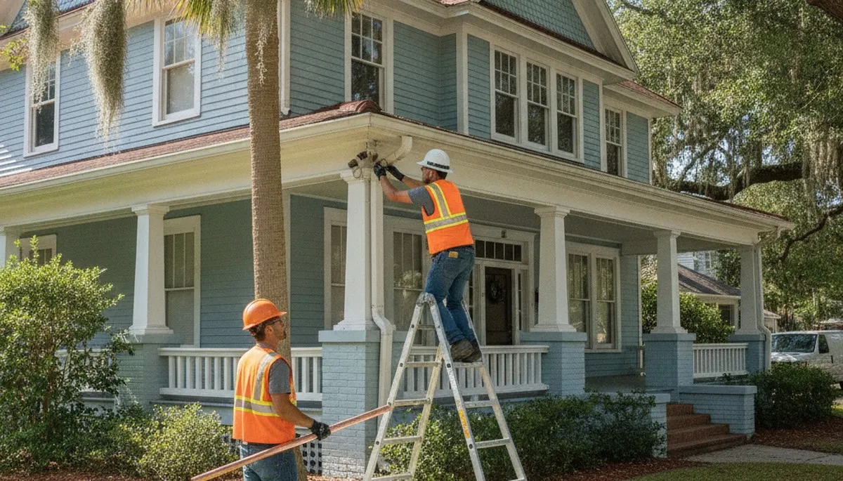 Tampa, FL plumbing repair technician servicing pipes for a local home repair job